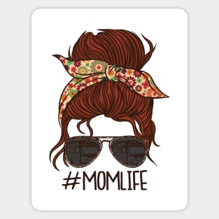 Hashtag Momlife Vintage Sunglasses Floral Bow Messy Bun Mothers Day Gift Ideas Sticker